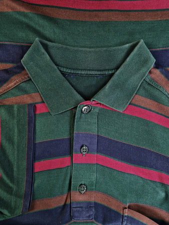 Vintage Paul&Shark Poloshirt Stripes Made In Italy Grün Rot S-M
