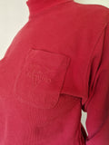 Vintage Rodhos Valentino Japan Turtleneck Brusttasche Rot M-L