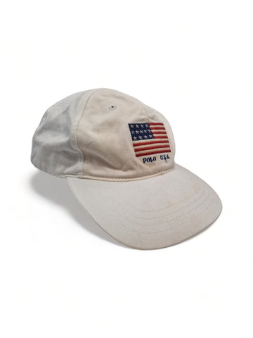 Vintage Ralph Lauren Cap USA Flagge Weiß Unisize