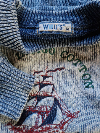 Willi's Strickpullover "Pure Indigo Cotton" Made In Denmark Blau M