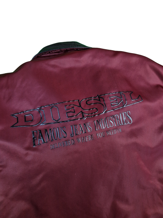 Vintage Diesel Sport Jacke Leicht Gefüttert Lederkragen Backstitching XL
