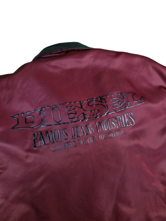 Vintage Diesel Sport Jacke Leicht Gefüttert Lederkragen Backstitching XL
