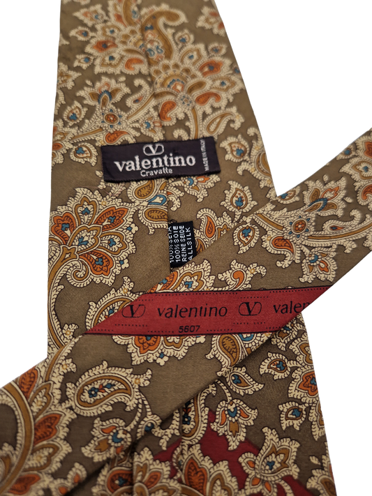 Vintage Valentino Krawatte Made In Italy Seide Paisley Bunt