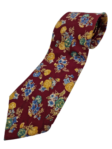 Vintage Kenzo Krawatte Seide Made In Italy Blumen Print Rot Bunt