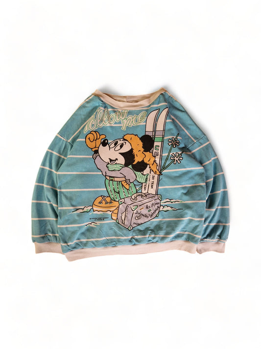 Vintage Disney Sweater 80s Mickey "Follow Me" Made In Holland Blau Weiß S
