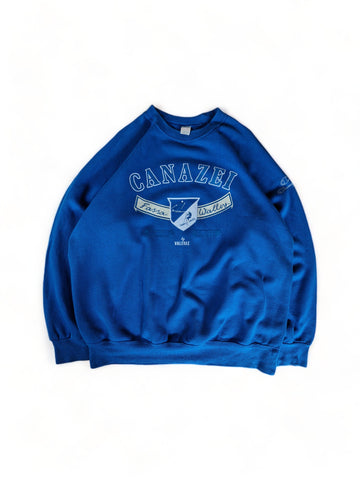 Vintage Champion Sweater 80s Canazei Italien Ski Made In Italy Blau XL