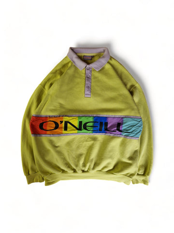 Vintage O'Neill Sweater Mit Polokragen Made In Hong Kong Gelb L