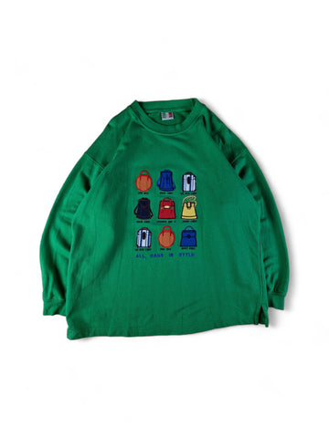 Vintage Gina Benotti Sweater Bestickt Mit Taschen Grün XL