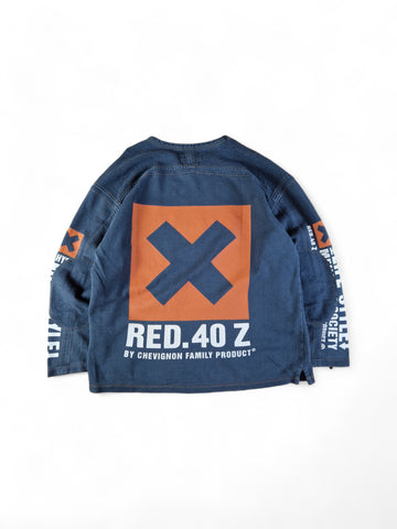 Vintage Chevignon Sweater "Red.40Z" Bedruckt Grau Orange L