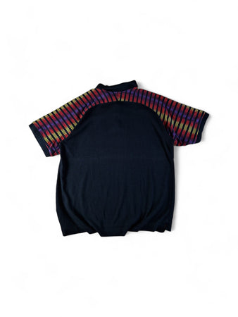 Vintage Adidas Polo Shirt Schwarz Bunt XL