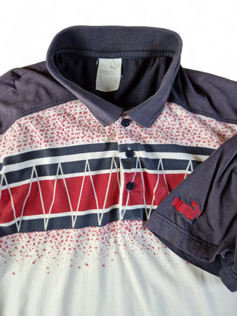 Vintage Puma Polo Shirt Tennis Weiß Rot XXL