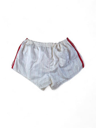 Vintage Adidas Shorts 80s Glanz Sprinter Gestreift Made In West Germany Weiß Rot (D8) L-XL