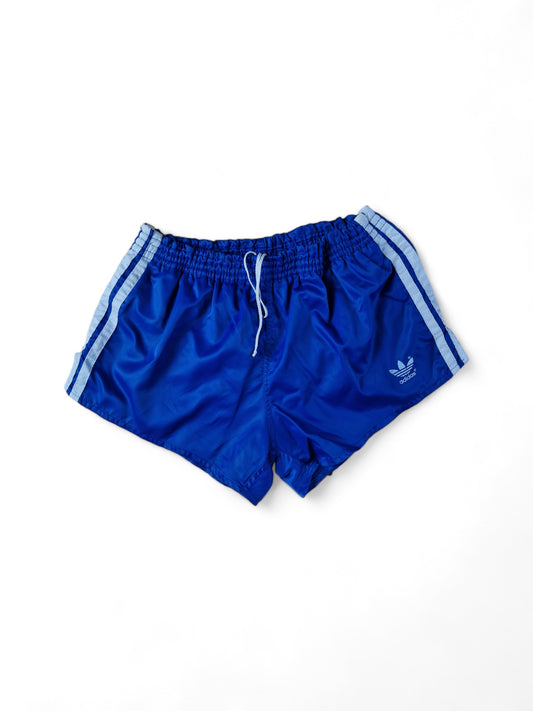 Vintage Adidas Shorts 80s Glanz Sprinter Schalke Made In West Germany Hellblau Weiß (D5) M-L
