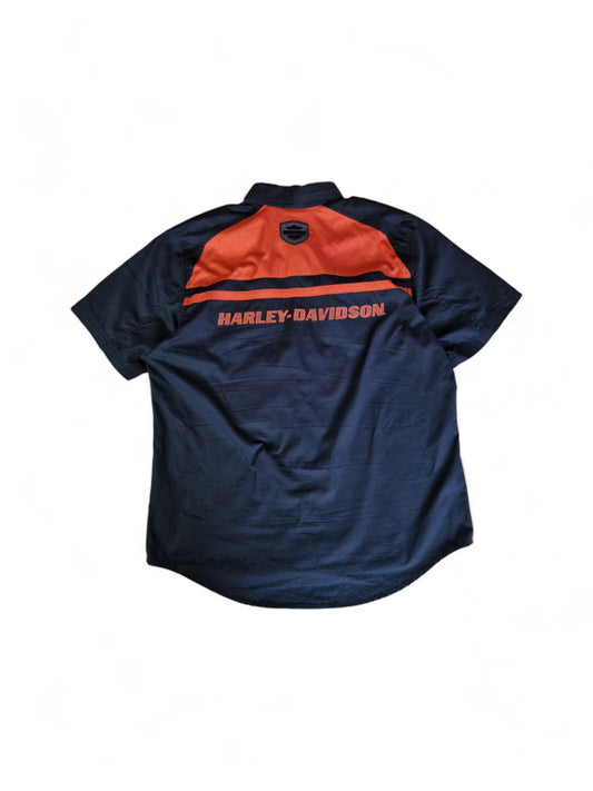 Harley Davidson Hemd Kurzarm Schwarz Orange XL