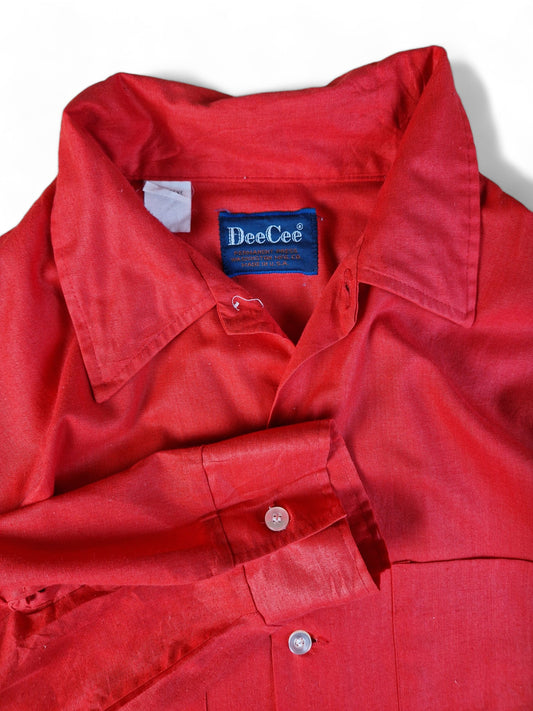 Vintage DeeCee Hemd 70s Basic Western Made In USA Rot M-L
