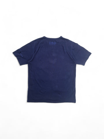 Dolce & Gabbana Shirt V-Ausschnitt Made In Italy Ausgewaschen Blau L