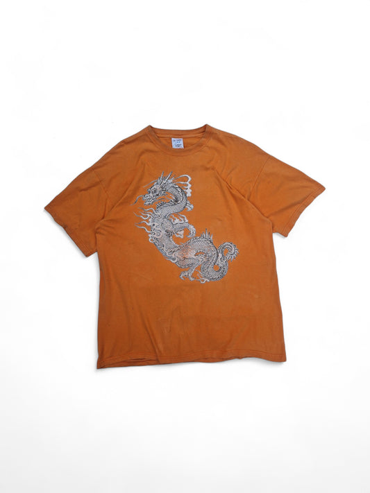 Vintage Screen Stars Shirt Y2K Dragon Orange XL