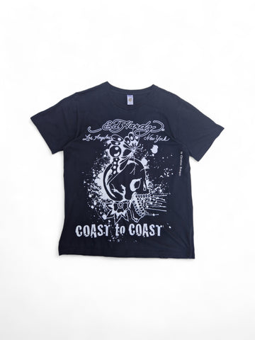 Ed Hardy Shirt "coast to coast" Made In USA Schwarz Weiß L