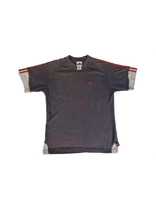 Vintage Adidas Shirt Double Short Sleeve 2000 Grau Rot (164) S-M