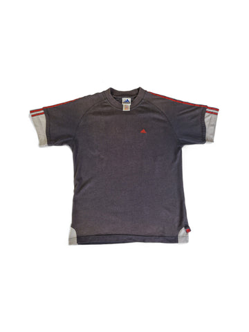 Vintage Adidas Shirt Double Short Sleeve 2000 Grau Rot (164) S-M