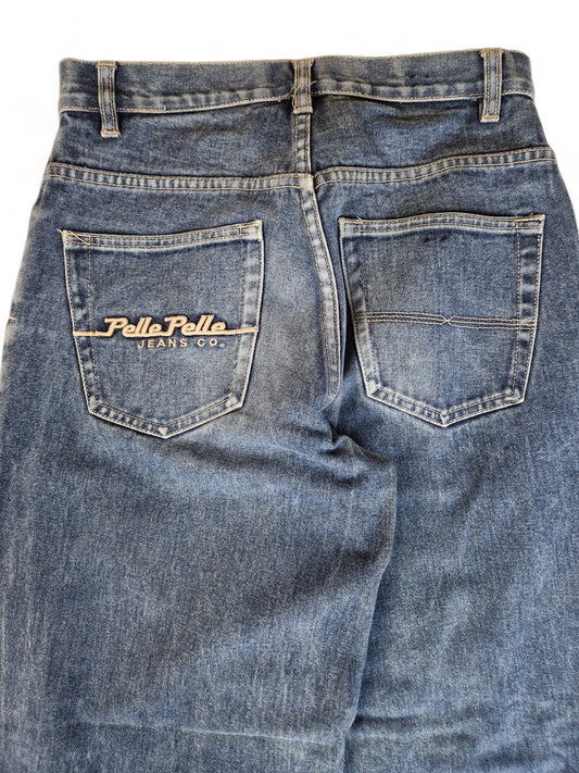 Vintage Pelle Pelle Jeans Baggy Made In Hong Kong Dunkelblau 30