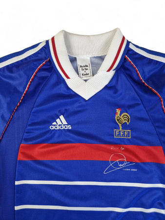 Vintage Adidas Trikot 1998-00 Frankreich Home spezielles Trikot 'Pour Toi Zinedine Zidane' Blau S