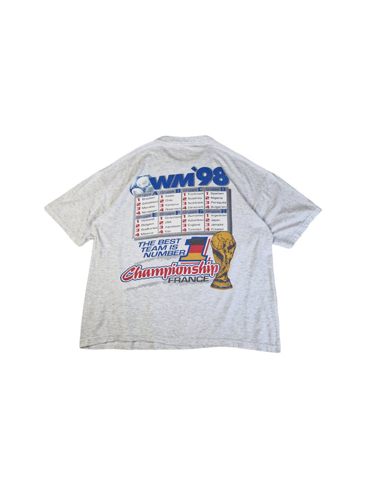 Vintage Shirt WM Frankreich 1998 Fußball Gruppen Tabelle Grau XXL