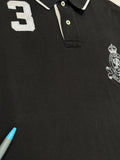 90s Ralph Lauren Poloshirt Crest Logo Schwarz XXL