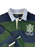 90s Ralph Lauren Poloshirt Crest Logo Striped Dunkelblau Grün XL