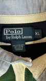 90s Ralph Lauren Poloshirt Crest Logo Striped Dunkelblau Grün XL