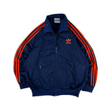 Vintage Adidas Sportjacke 90s Firebird Dunkelblau Orange D3 S