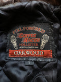 Vintage Oakwood Lederjacke 90s Karabinerverschluss Schwarz Braun S