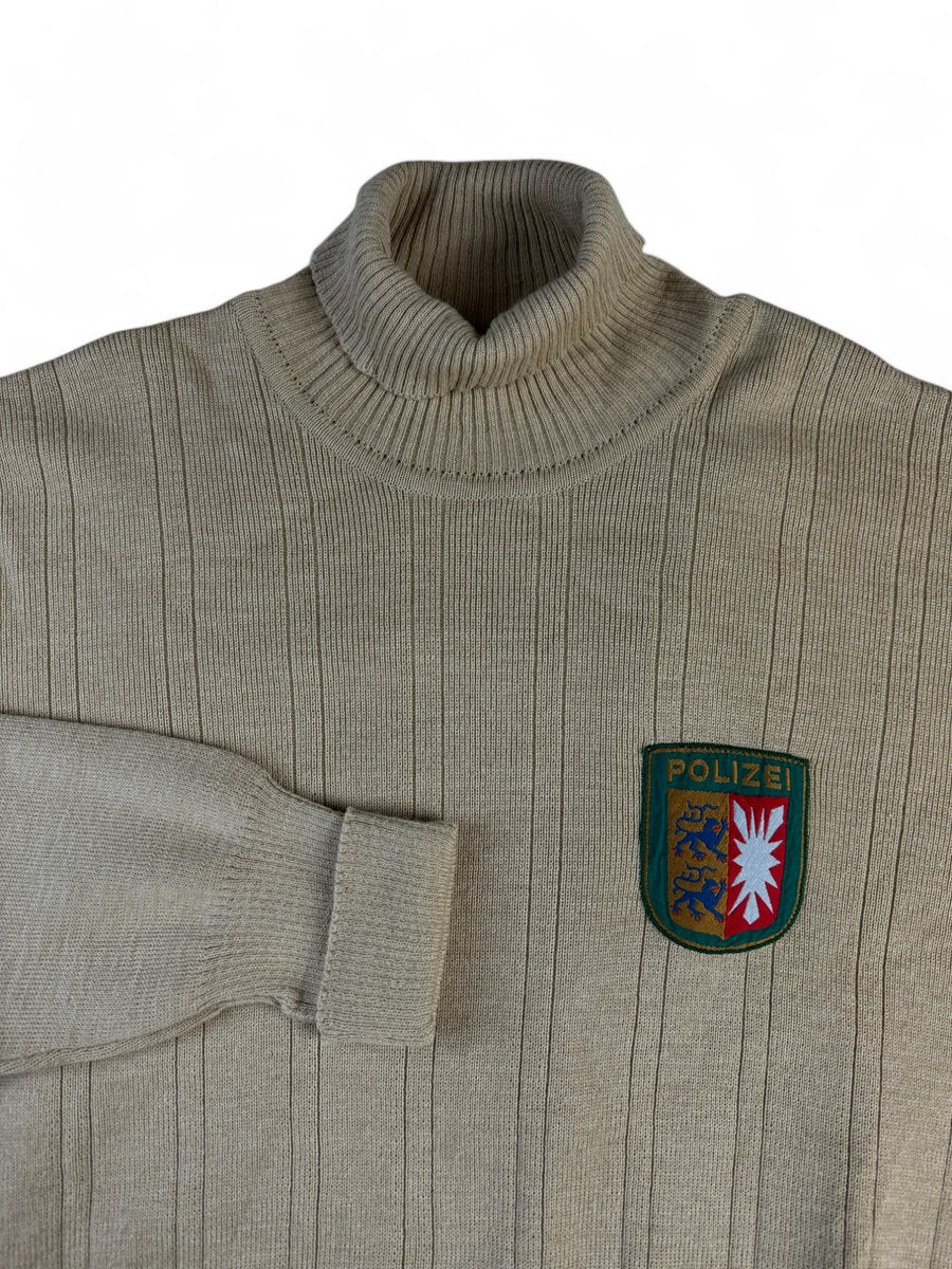 Vintage Wübken Rollkragen Polizei Mit Schurwolle Hellbraun M-L