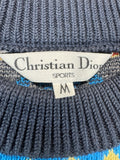 Vintage Christian Dior Sports Strickpullover 80s/90s Wolle Japan Exklusive Blau Bunt M