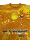 Vintage New Fast By C&A Shirt 90s "Hyper Surf" Heat Map Abstract Design Gelb Orange L