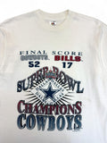 Vintage Fruit Of The Loom Shirt 1993 Super Bowl Cowboys X Bills Single Stitch Made In USA Weiß L