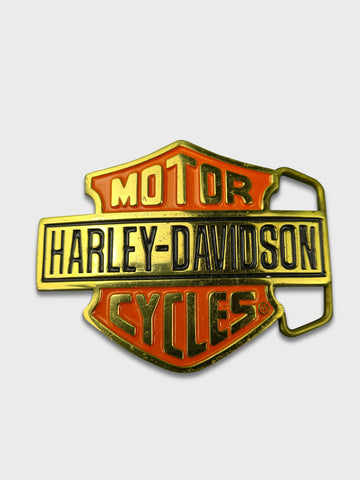 Vintage Harley Davidson Gürtelschnalle 1991 Baron Solid Brass Buckle Orange