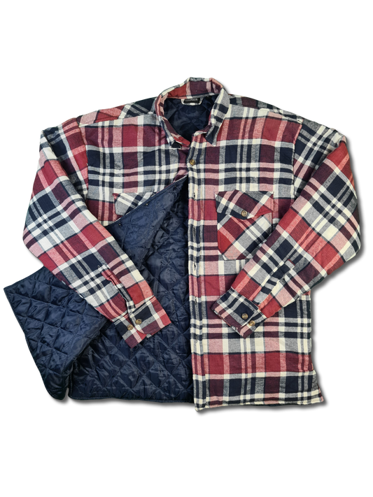 Modernes Authentic Flanellhemd Gefüttert Kariert Rot Dunkelblau L