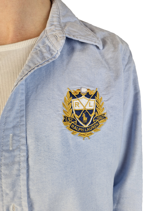 Modernes Ralph Lauren Hemd Business Crest Logo Hellblau (10) XS-S