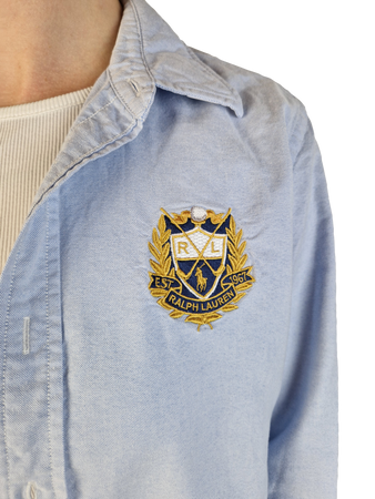 Modernes Ralph Lauren Hemd Business Crest Logo Hellblau (10) XS-S
