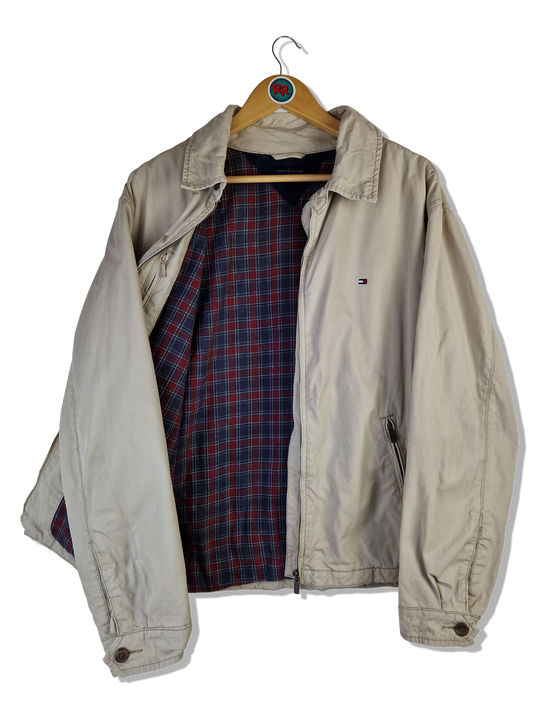 Moderne Tommy Hilfiger Harrington Jacke Basic Kariertes Innenfutter Braun Beige L