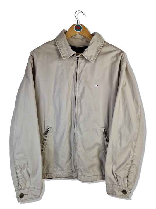 Moderne Tommy Hilfiger Harrington Jacke Basic Kariertes Innenfutter Braun Beige L
