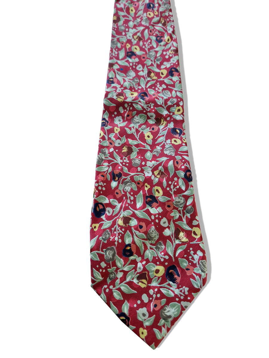 – RareRags Moshammer Vintage Krawatte München Rot Blumen Bunt