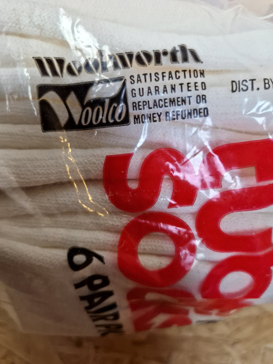 Rare! Vintage Woolworth Tube Socks Deadstock Over The Calf 6er Pack Weiß Rot Blau