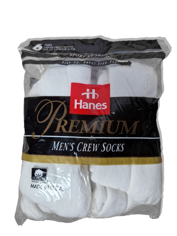 Rare! Vintage Hanes Crew Socks 1992 6erPack Deadstock Made In USA Weiß