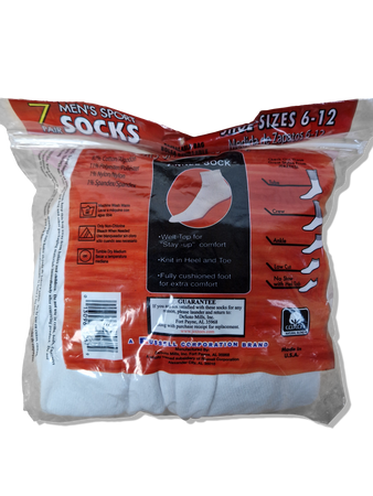 Vintage Jerzees Ankle Socks 7erPack Deadstock Made In USA Weiß