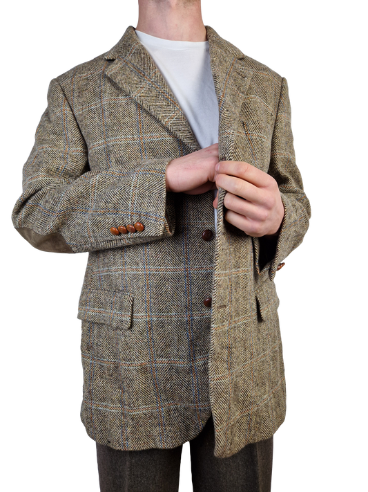 Modernes Harris Tweed Sakko By Barutti Schurwolle M-L