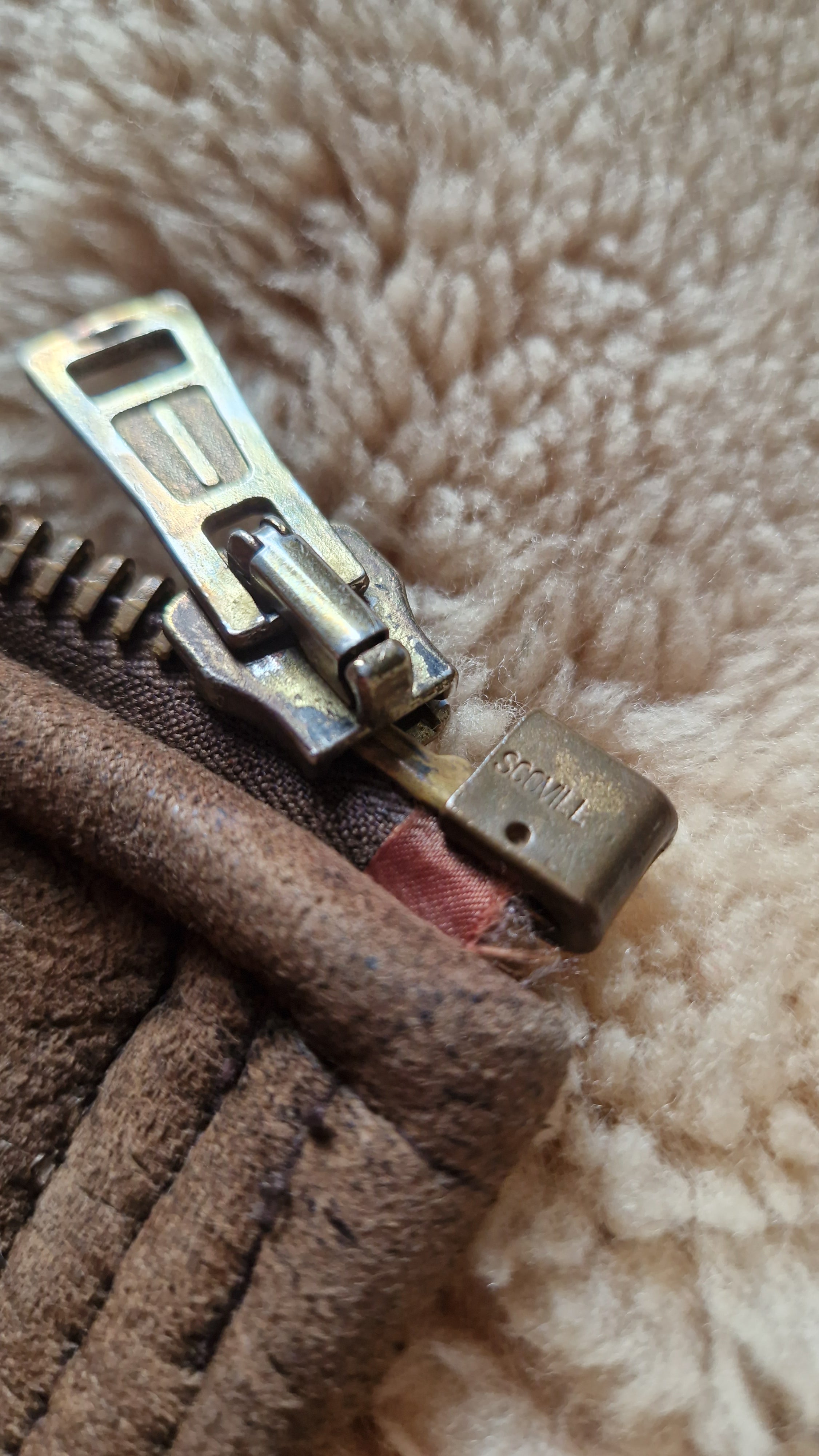 70s Avirex B3 Shearling Lederjacke Made In USA Scovill Zip Braun Beige