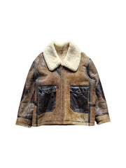 70s Avirex B3 Shearling Lederjacke Made In USA Scovill Zip Braun Beige