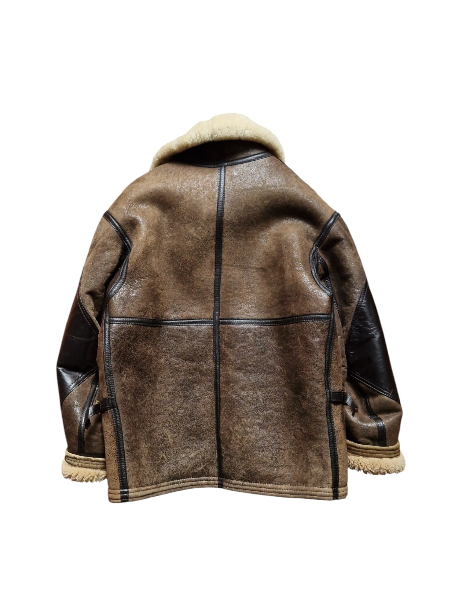 70s Avirex B3 Shearling Lederjacke Made In USA Scovill Zip Braun Beige